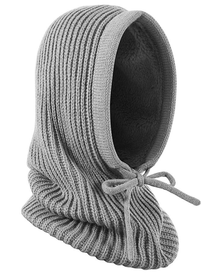 Gopaice Winter Hat Knit Balaclava Hooded Scarf Head Cover Beret Neck Ski Warmer Unisex Light Grey - Image 1
